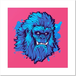 Blue Yeti Sasquatch Bigfoot Face Posters and Art